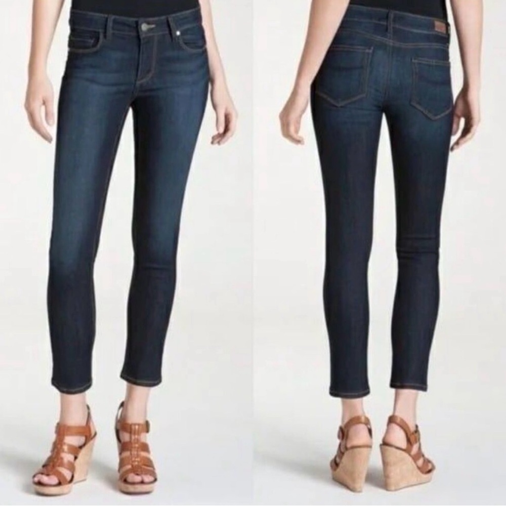 PAIGE | Dark Wash “Kylie Crop” Ankle Jeans with Stretch | Sz 28